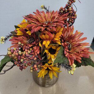 Fall harvest pumpkin vase flower decor floral sunflowers arrangement